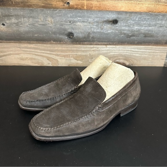 Johnston & Murphy Mens Size 10M Slip On Loafers Brown Suede Sheepskin Leather - Picture 1 of 10